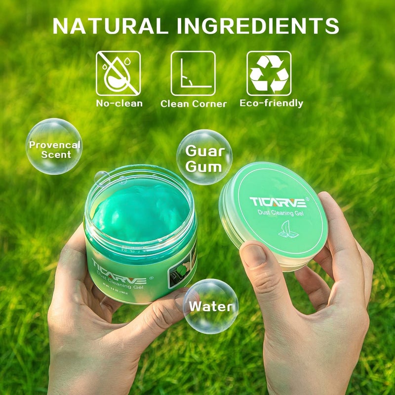 TICARVE 2Pack Cleaning Gel for Car Detailing Vent Cleaner Cleaning Putty Gel Auto Detail Tools Car Interior Cleaner Cleaning Mud for Cars and Keyboard Cleaner Cleaning Slime Green (320g/11.2oz) - Image 4